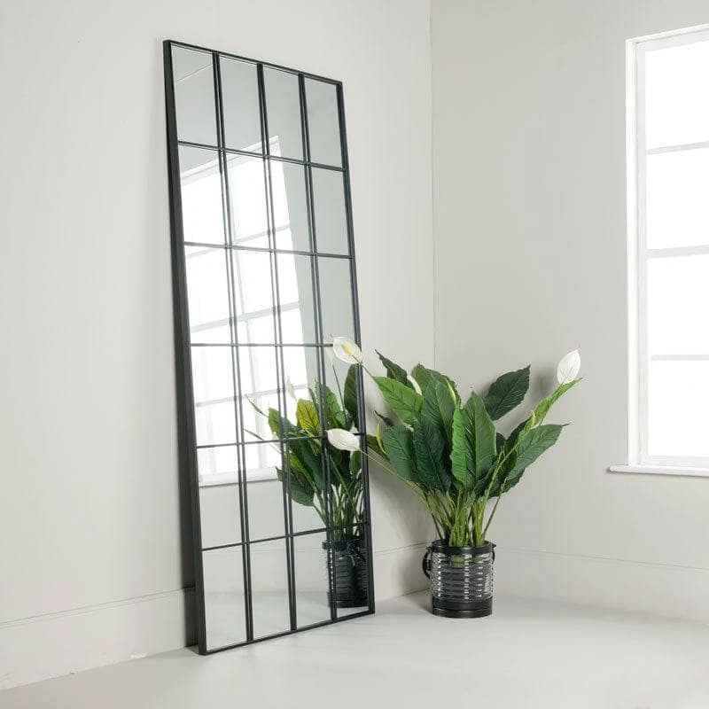 Large Squared Window Mirror - Black 3 Large Squared Window Mirror - Black