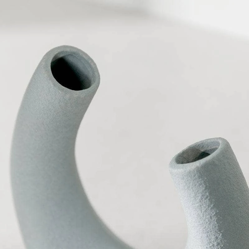 Light Grey U Shaped Vase - 20cm 4 Light Grey U Shaped Vase - 20cm - Image 2