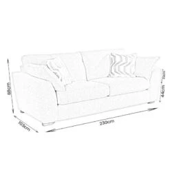 Louisiana 3 Seater Sofa - Grey 15 Louisiana 3 Seater Sofa - Grey -Taskers Sale Shop Louisiana 3 Seater Dimensions