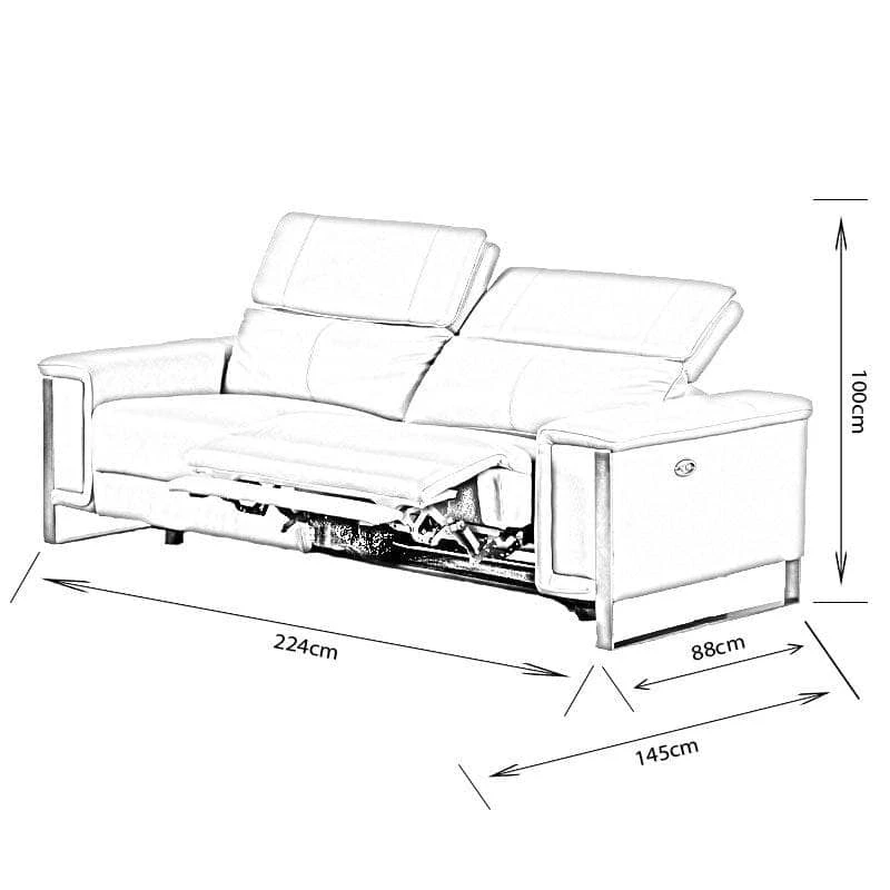 Lucca 3 Seater Power Recliner Sofa - Grey 12 Lucca 3 Seater Power Recliner Sofa - Grey - Image 10