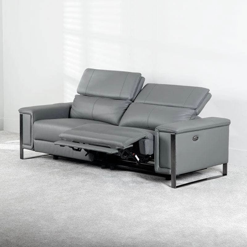 Lucca 3 Seater Power Recliner Sofa - Grey 7 Lucca 3 Seater Power Recliner Sofa - Grey - Image 5