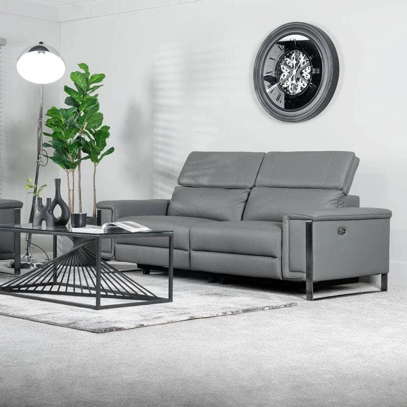 Lucca 3 Seater Power Recliner Sofa - Grey 4 Lucca 3 Seater Power Recliner Sofa - Grey - Image 2