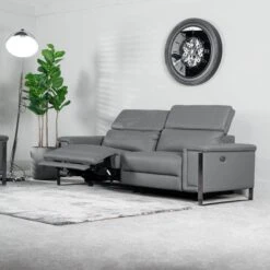 Lucca 3 Seater Power Recliner Sofa - Grey