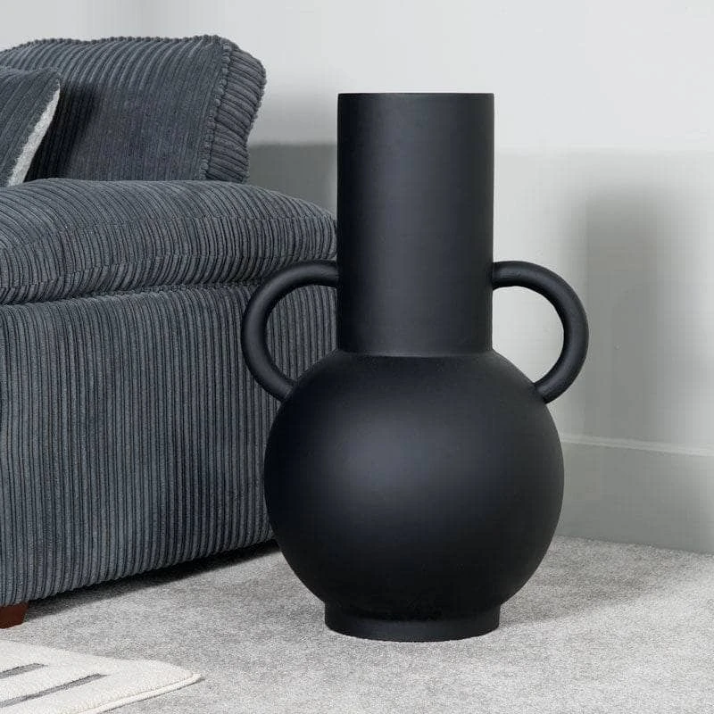 Matt Black Round Handled Planter - 82cm 4 Matt Black Round Handled Planter - 82cm - Image 2
