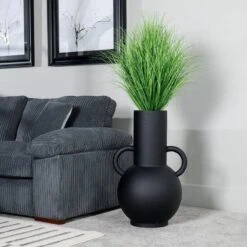 Matt Black Round Handled Planter - 82cm