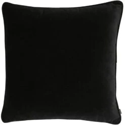 Matt Velvet Cushion With Piping - Black