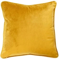 Matt Velvet Cushion With Piping - Cognac