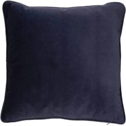 Matt Velvet Cushion With Piping - Navy