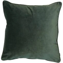 Matt Velvet Cushion With Piping - Pine Green