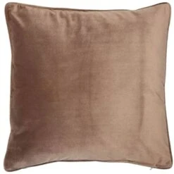 Matt Velvet Cushion With Piping - Truffle
