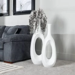 Matt White Hollow Planter - 111cm -Taskers Sale Shop Matt White Hollow Planter 111cm