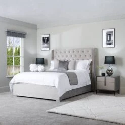 Mayfair King Size Fabric Bedframe - Silver