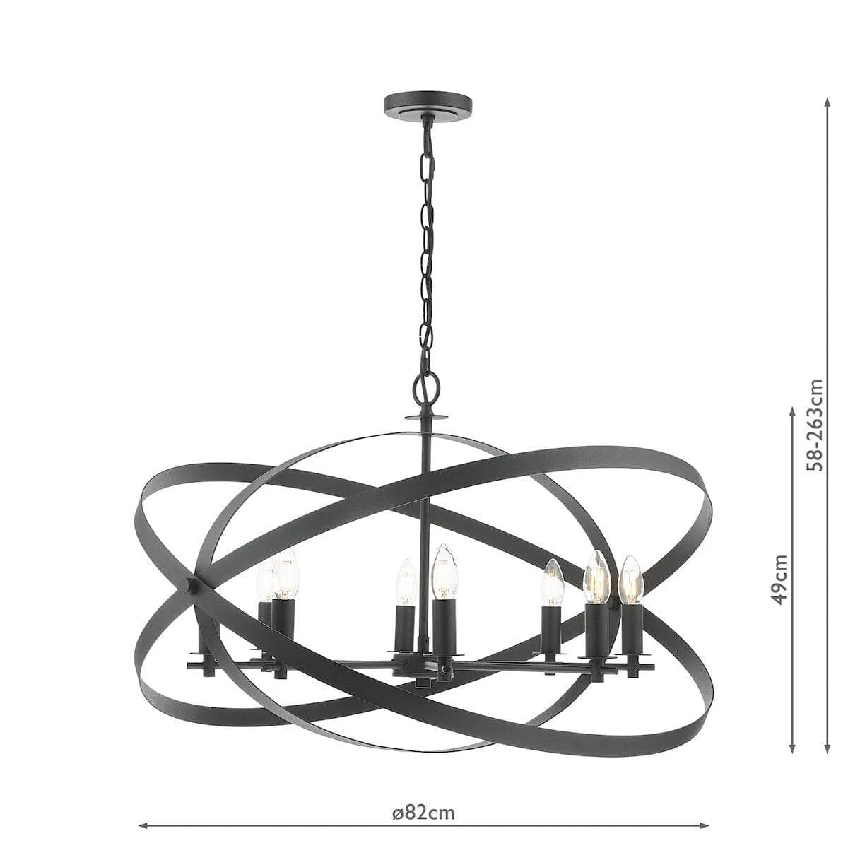 Cadiz 8 Light Pendant Light - Black 8 Cadiz 8 Light Pendant Light - Black - Image 6