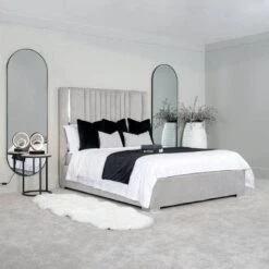 Poppy King Size Ottoman Bed - Silver