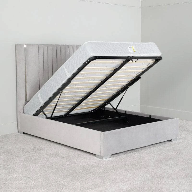 Poppy King Size Ottoman Bed - Silver 7 Poppy King Size Ottoman Bed - Silver - Image 5