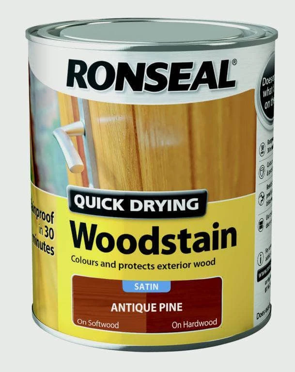 Ronseal Quick Dry Satin 750ml Wood Stain - Antique Pine 3 Ronseal Quick Dry Satin 750ml Wood Stain - Antique Pine