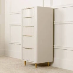Sicily 5 Draw Tall Chest - Off-White -Taskers Sale Shop Sicily 5 Draw Tall Chest Off White 7