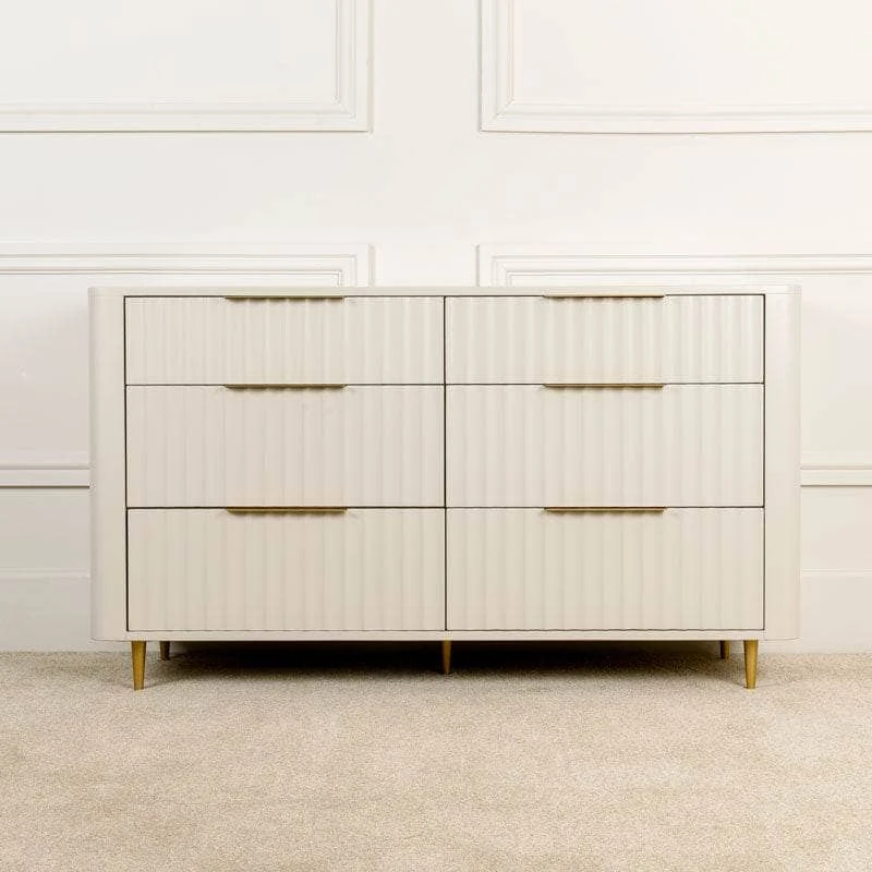Sicily 6 Drawer Wide Chest - Off-White 4 Sicily 6 Drawer Wide Chest - Off-White - Image 2