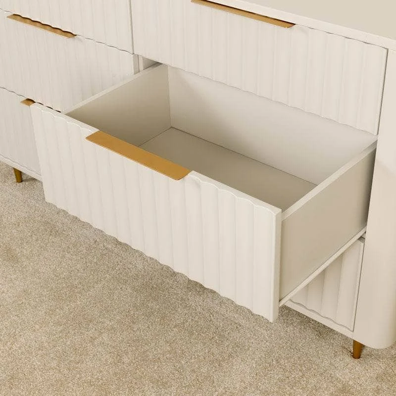 Sicily 6 Drawer Wide Chest - Off-White 10 Sicily 6 Drawer Wide Chest - Off-White - Image 8