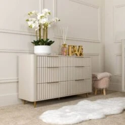 Sicily 6 Drawer Wide Chest - Off-White