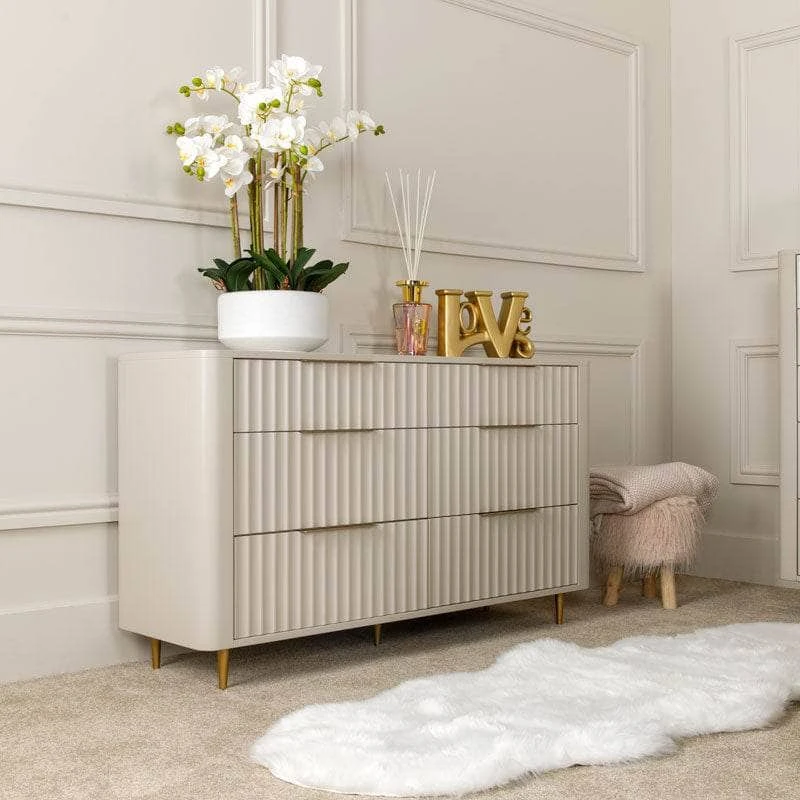 Sicily 6 Drawer Wide Chest - Off-White 3 Sicily 6 Drawer Wide Chest - Off-White