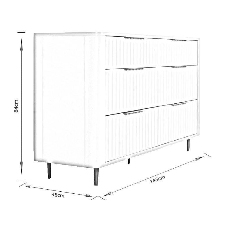 Sicily 6 Drawer Wide Chest - Off-White 12 Sicily 6 Drawer Wide Chest - Off-White - Image 10