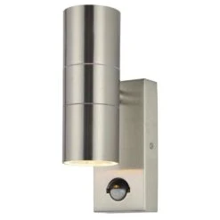Strasbourg Up & Down Wall Light With PIR - Brushed Steel