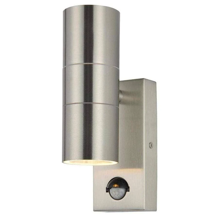 Strasbourg Up & Down Wall Light With PIR - Brushed Steel 3 Strasbourg Up & Down Wall Light With PIR - Brushed Steel