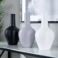 Striped Black Matte Paint Vase - 17 X 33cm -Taskers Sale Shop Striped Black Matte Paint Vase 17 x 33cm 5
