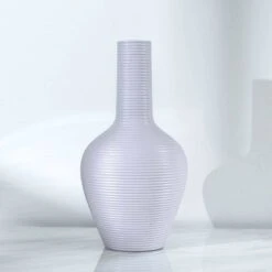 Striped Grey Matte Paint Vase - 17 X 33cm -Taskers Sale Shop Striped Grey Matte Paint Vase 17 x 33cm