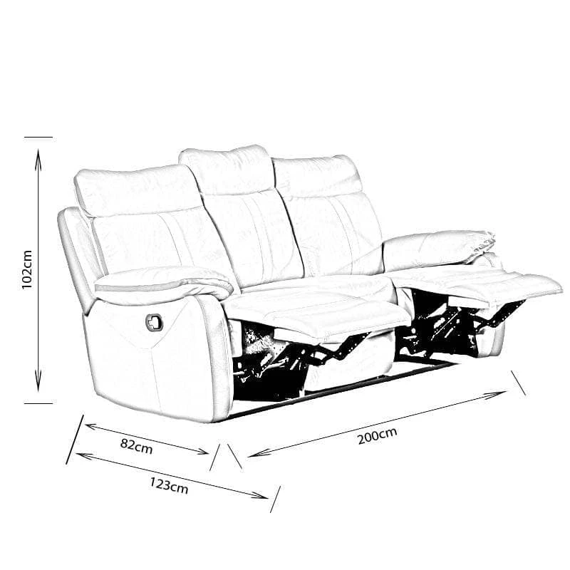 Tivoli 3 Seat Reclining Sofa - Grey 12 Tivoli 3 Seat Reclining Sofa - Grey - Image 10