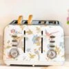 Laura Ashley Elveden 4 Slice Toaster - White -Taskers Sale Shop VQLAURAASHLEY4SLICETOASTERELVEDENCREAM