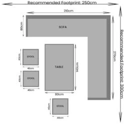 Veloce Lounge Corner Garden Set -Taskers Sale Shop Veloce Corner Footprint 2