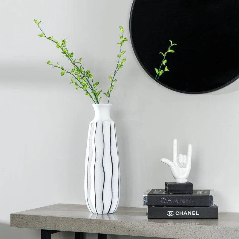 White & Black Striped Vase -46cm 3 White & Black Striped Vase -46cm