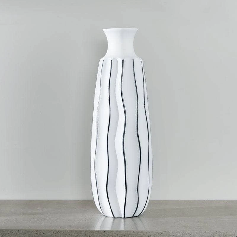 White & Black Striped Vase -46cm 5 White & Black Striped Vase -46cm - Image 3
