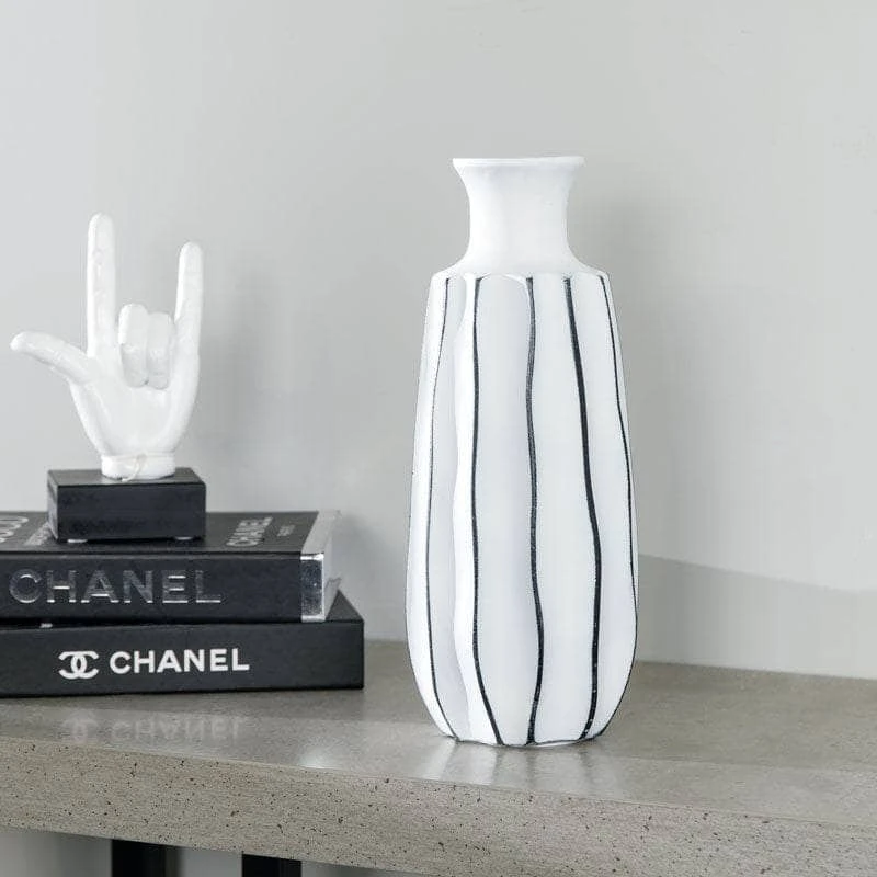 White & Black Striped Vase - 35.5cm 3 White & Black Striped Vase - 35.5cm