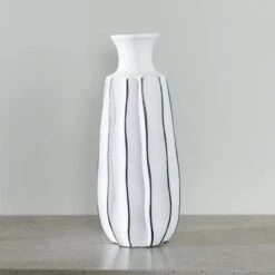 White & Black Striped Vase - 35.5cm 10 White & Black Striped Vase - 35.5cm -Taskers Sale Shop White Black Striped Vase 35.5cm 2