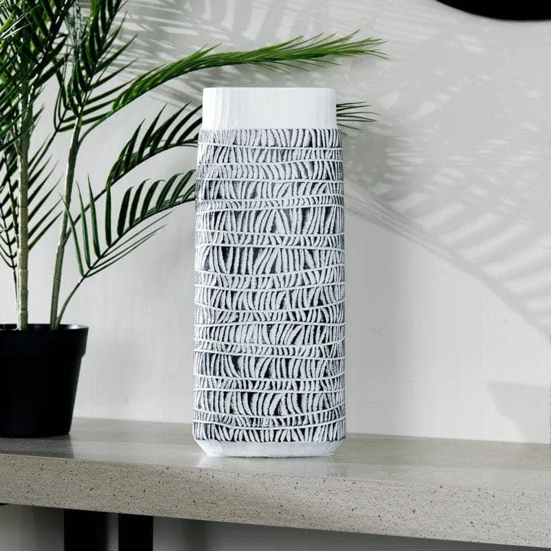 White & Black Tribal Pattern Vase - 40cm 3 White & Black Tribal Pattern Vase - 40cm