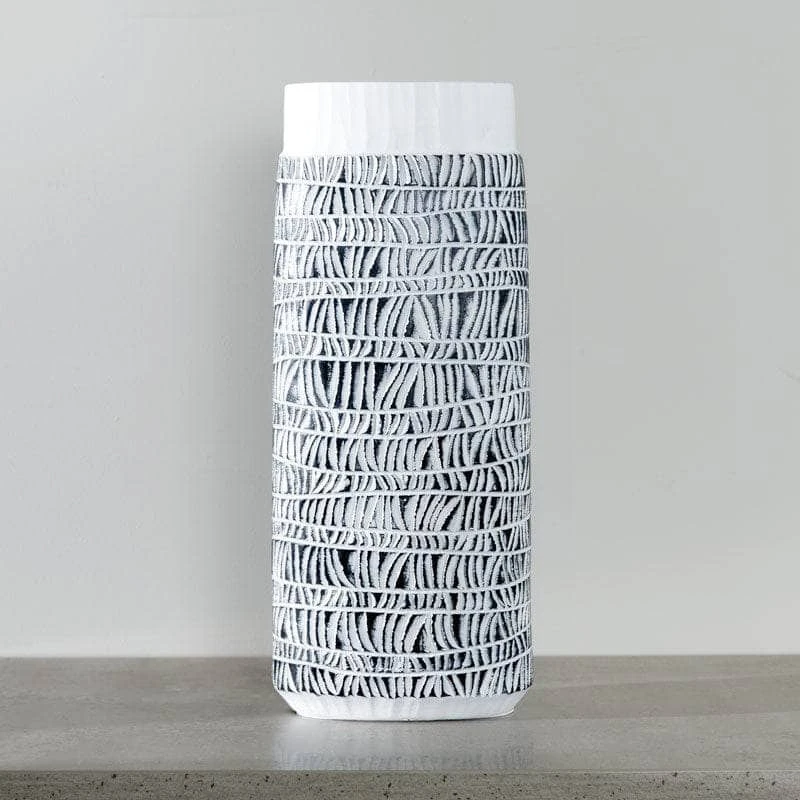 White & Black Tribal Pattern Vase - 40cm 4 White & Black Tribal Pattern Vase - 40cm - Image 2