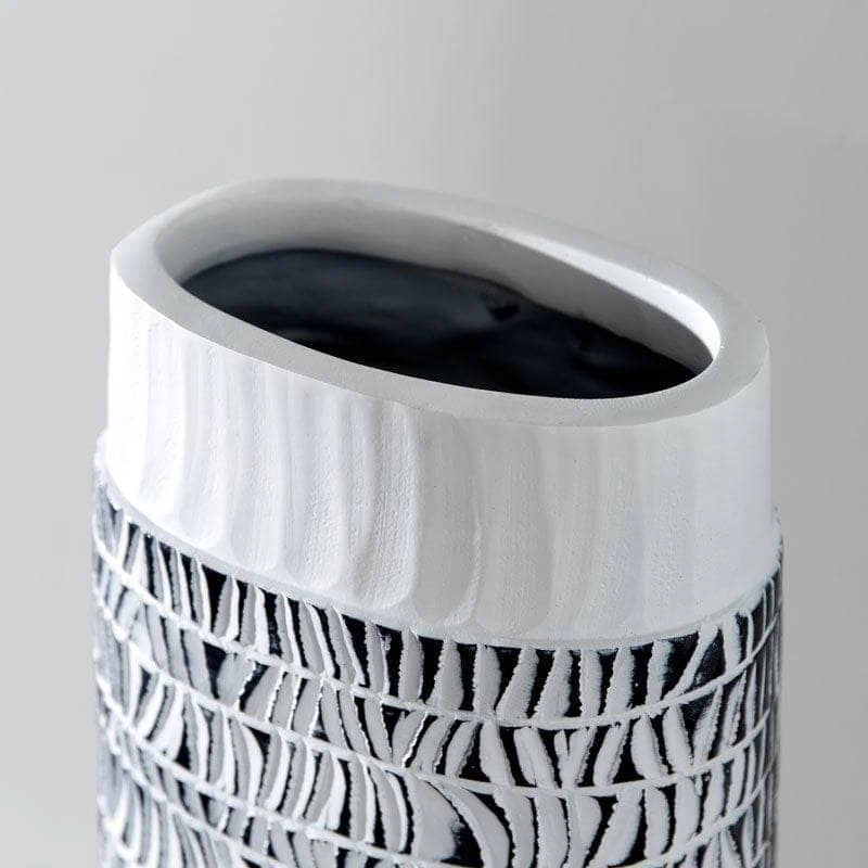 White & Black Tribal Pattern Vase - 40cm 5 White & Black Tribal Pattern Vase - 40cm - Image 3
