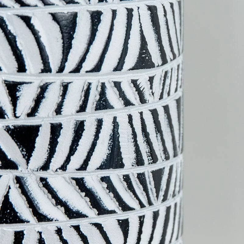 White & Black Tribal Stripe Pattern Vase - 39cm 5 White & Black Tribal Stripe Pattern Vase - 39cm - Image 3