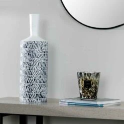 White & Black Tribal Stripe Pattern Vase - 49.5cm
