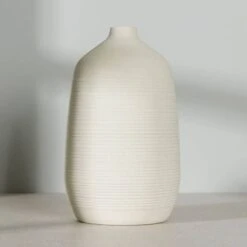 White Striped Porcelain Vase - 31cm 9 White Striped Porcelain Vase - 31cm -Taskers Sale Shop White Striped Porcelain Vase 31cm