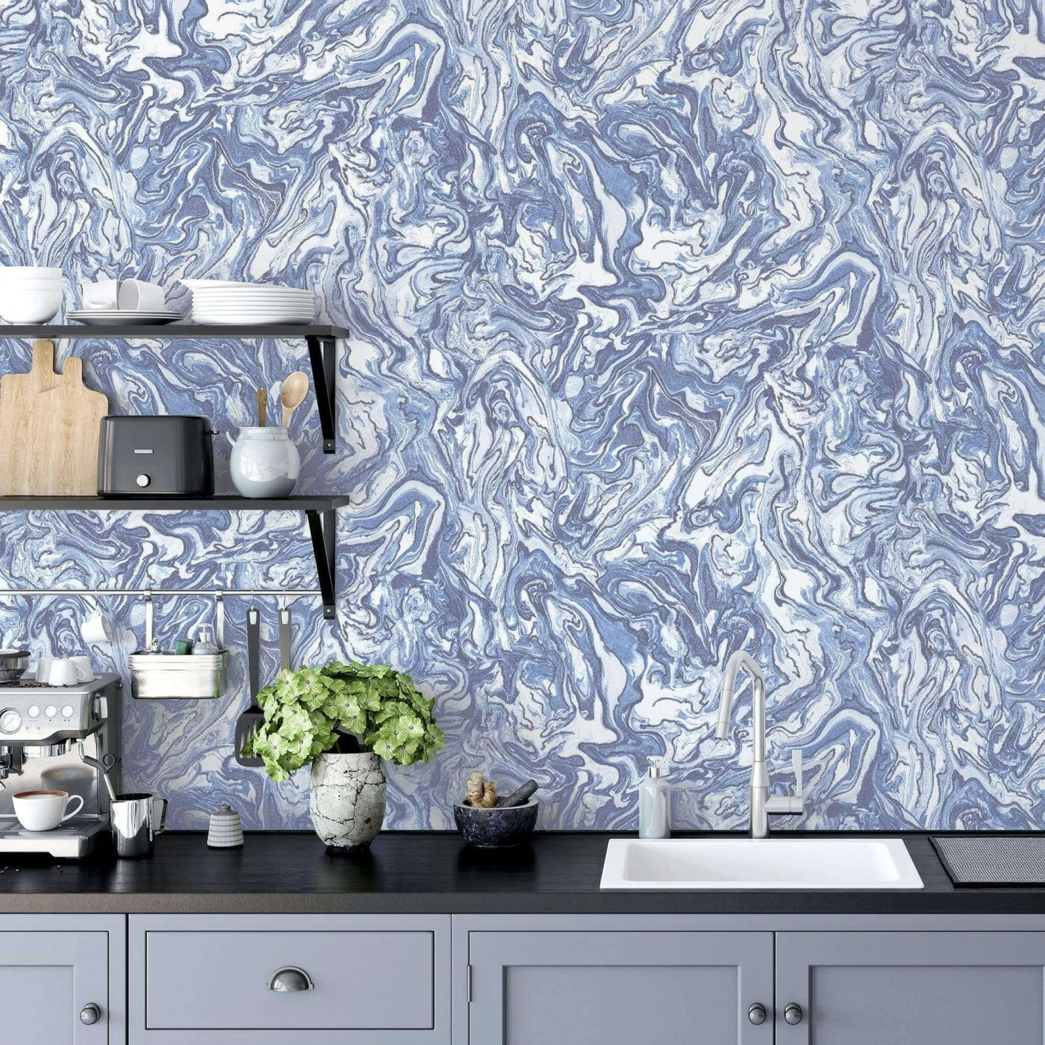 Arthouse Liquid Marble Navy Wallpaper - 693902 3 Arthouse Liquid Marble Navy Wallpaper - 693902
