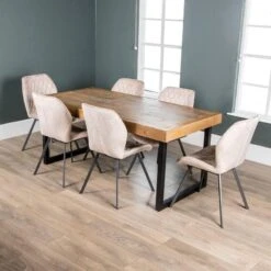 Lincoln Extending Table + 6 Vancouver Taupe Chairs