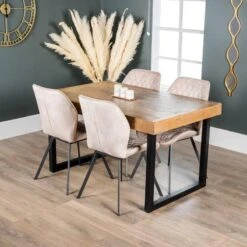 Lincoln Extendable Dining Table Set With 4 Vancouver Taupe Chairs