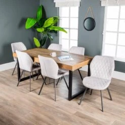 Lincoln Extendable Dining Table With 6 Vancouver Silver Chairs