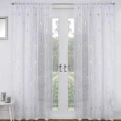 Birch Tree Voile Panel Curtain - White