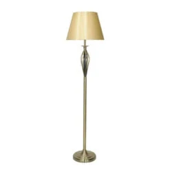 Malaga Floor Lamp Antique Brass Complete With Gold Shade