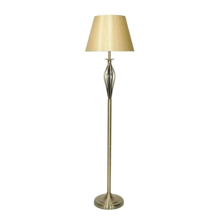 Malaga Floor Lamp Antique Brass Complete With Gold Shade 3 Malaga Floor Lamp Antique Brass Complete With Gold Shade